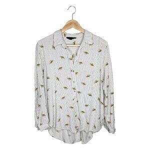 Jane and Delancey Striped Blouse with Gold Accents